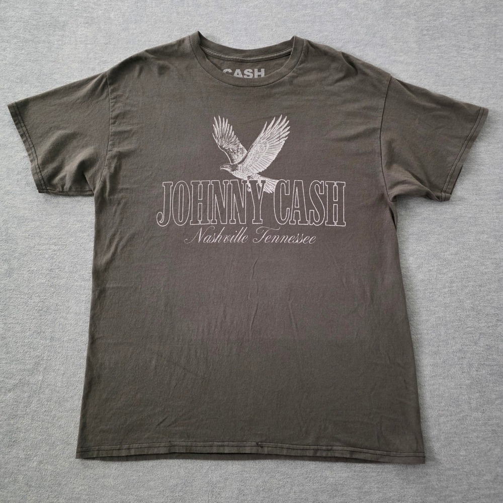 Johnny Cash Mens Nashville Tennessee Eagle Man In Black Graphic T-Shirt MD Black - Picture 2 of 8